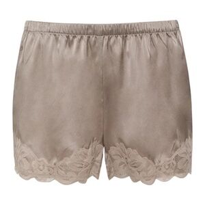 100% Silk Beige Lace Trim Shorts (Similar to Reformation Fern Satin Short) XS